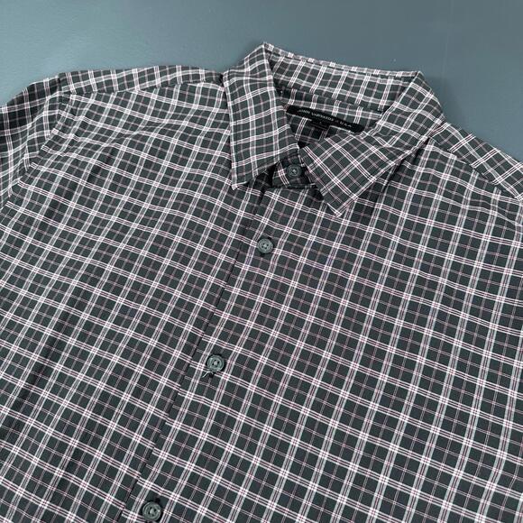 John Varvatos Other - John Varvatos Shirt Mens Large Black Red White Checkered Plaid Dress Twill EUC